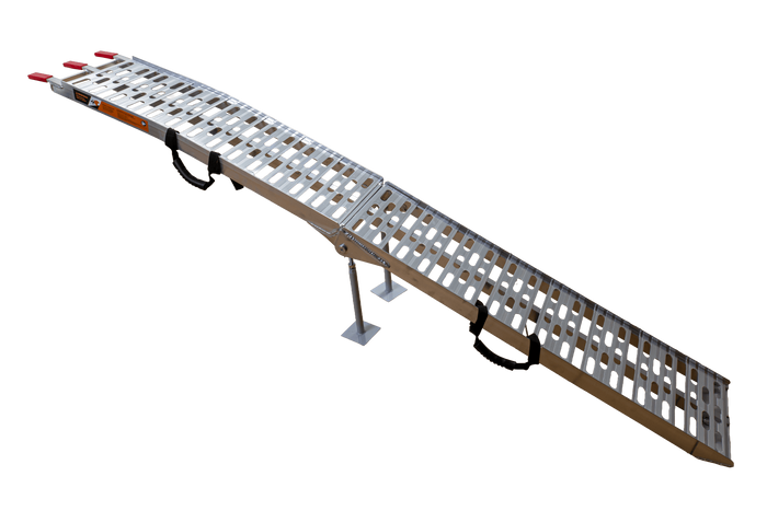 UNITRAILER ALR003 salokāma alumīnija rampa piekabei 221 cm 340 kg ar jostu un atbalstu