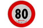 Atstarojoša uzlīme LAMP ātruma ierobežojums 80 km/h zīme B-33