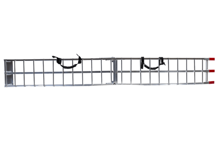 UNITRAILER ALR002 salokāmas rampas alumīnija rampas piekabēm 221 cm 680 kg ar jostu, 2 gabalu komplekts